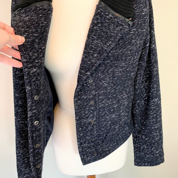 GAP Wool Tweed Moto Jacket with Knit Collar - M - Picture 5 of 7